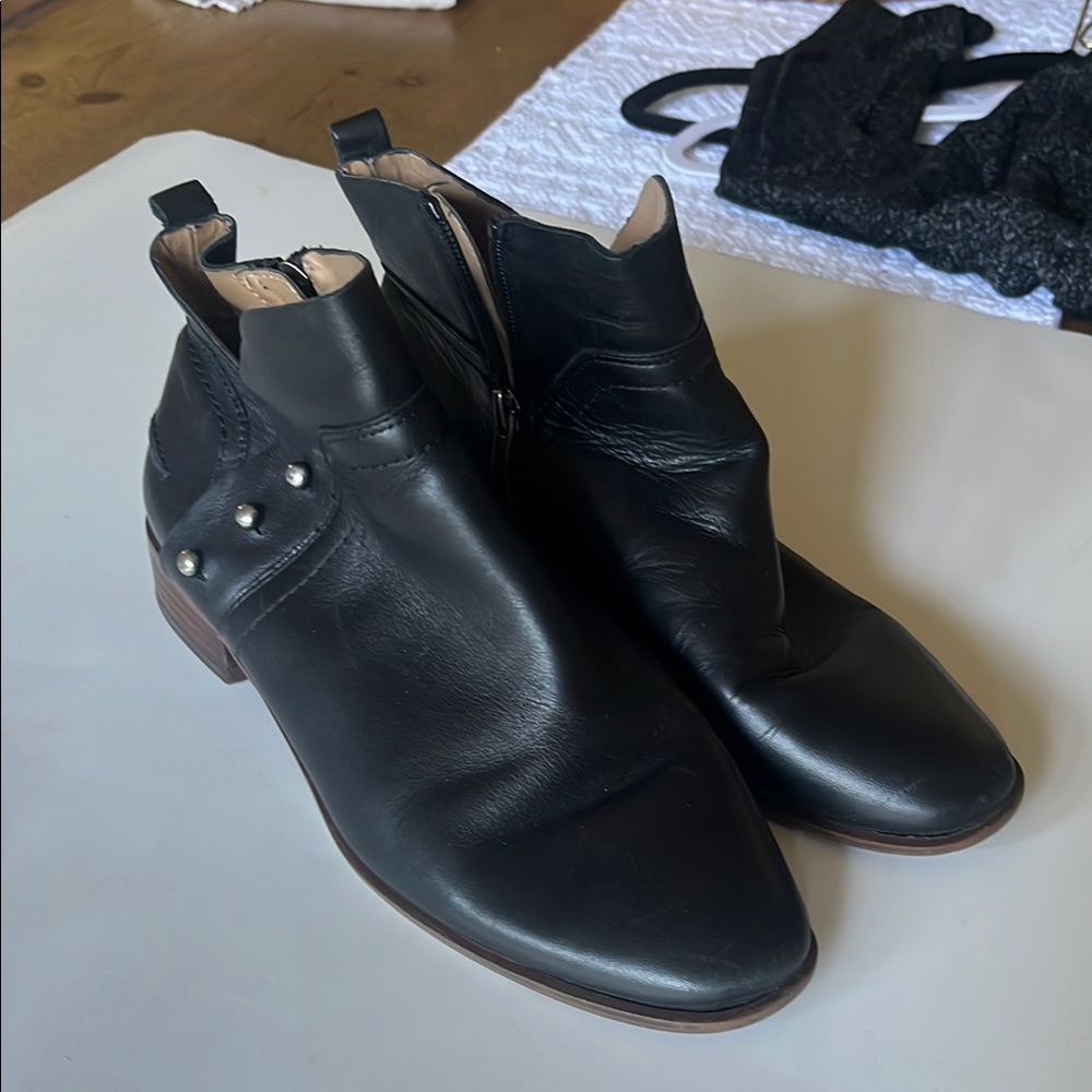Franco Sarto Black Ankle Boots with Stud Detail